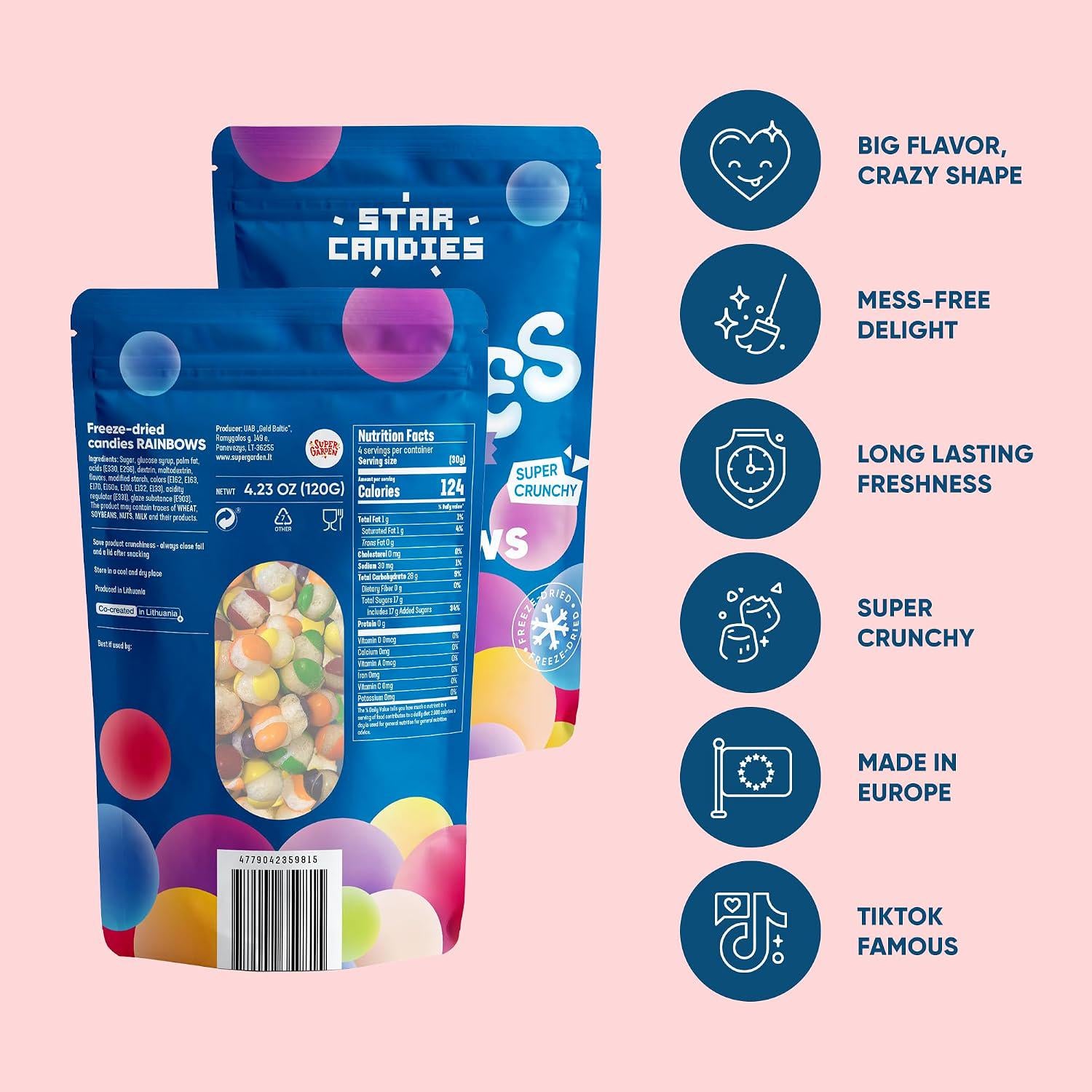 Freeze Dried Rainbow Candy | Crunchy Fruity Candy Bites