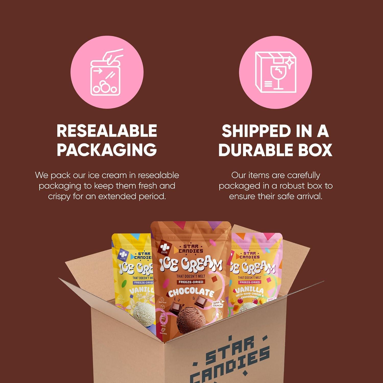 Freeze Dried Chocolate Ice Cream | Crispy Dessert Bites (2.5 oz)