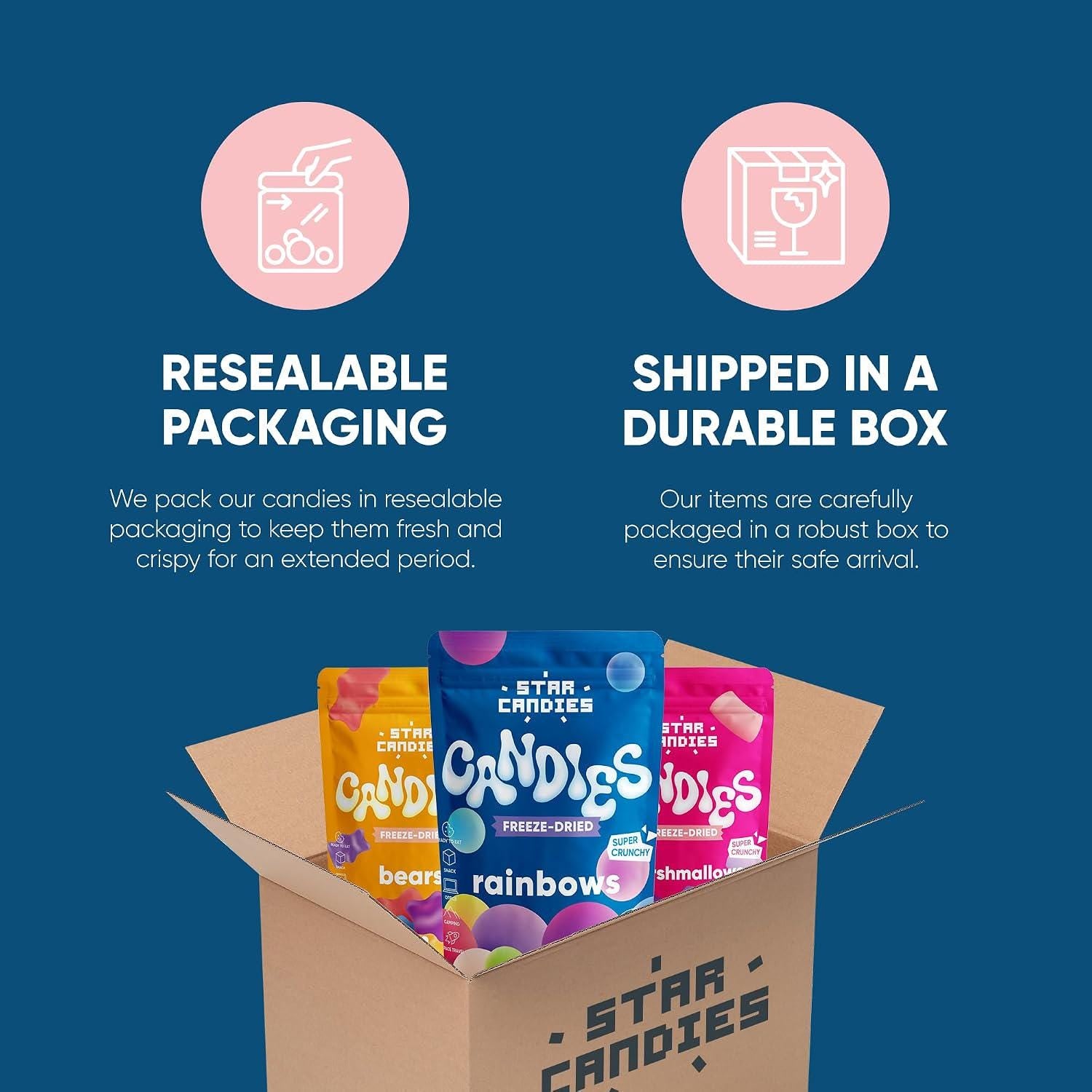Freeze Dried Rainbow Candy | Crunchy Fruity Candy Bites